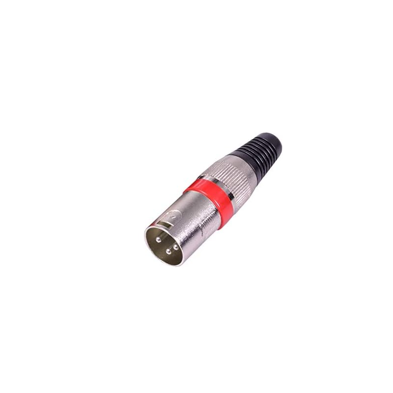 Conector XLR macho 3 puntas con seguro rojo
