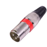 Conector XLR macho 3 puntas con seguro rojo