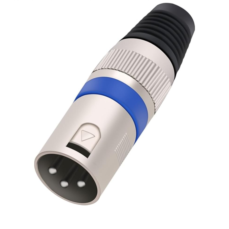 Conector XLR macho 3 puntas con seguro azul