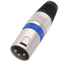 Conector XLR macho 3 puntas con seguro azul