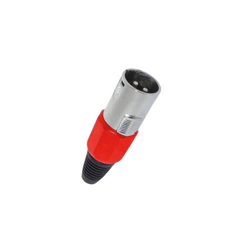 Conector XLR macho 3 puntas estandar rojo