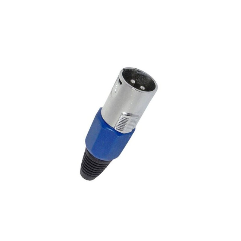 Conector XLR macho 3 puntas estandar azul
