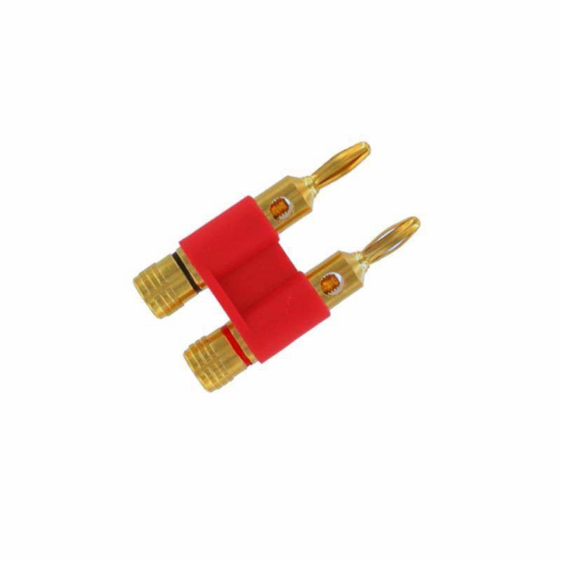 Conector doble banana dorado jumbo rojo