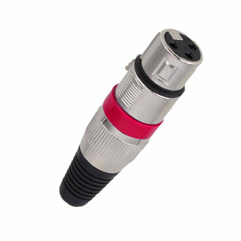 Conector XLR hembra 3 puntas con seguro rojo