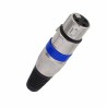 Conector XLR hembra 3 pintas con seguro azul