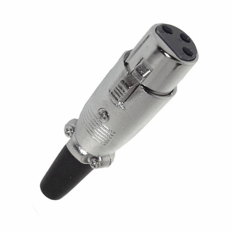 Conector XLR hembra 3 puntas metalico aislante y seguro