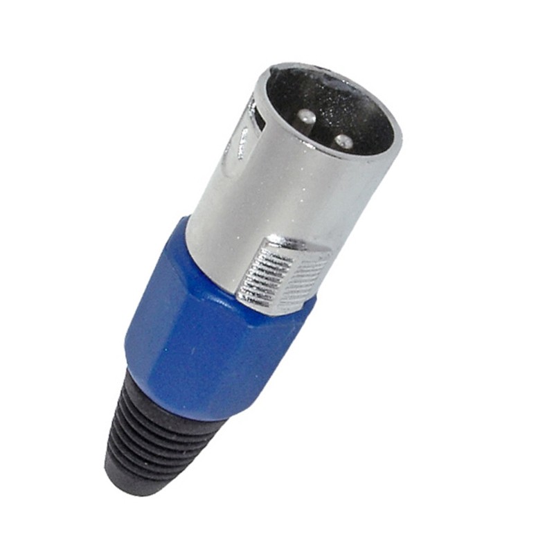 Conector XLR macho 3 puntas seguro y aislante azul