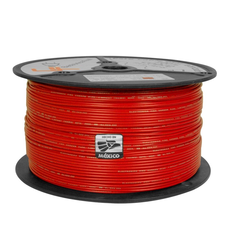 Cable flexible automotriz calibre 16 500m rojo
