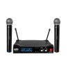 Sistema dual 2 micrófonos inalámbricos UHF display 2.5"