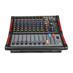 Mezcladora amplificada 8ch usb/sd/bt 250w