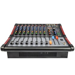 Mezcladora amplificada 8ch usb/sd/bt 250w