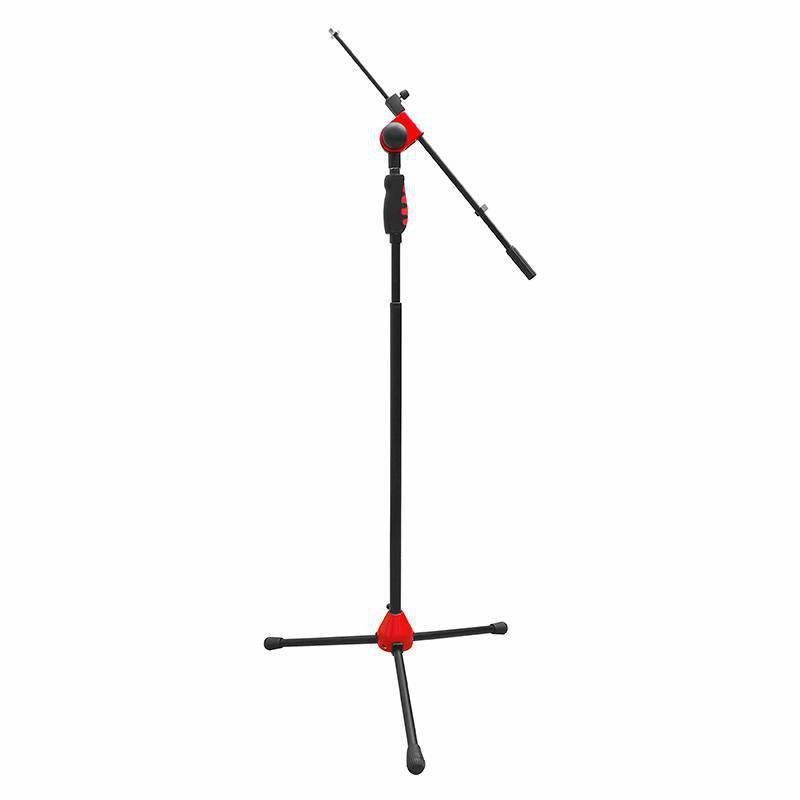 Stand microfono para piso con boom 95-165cm rojo
