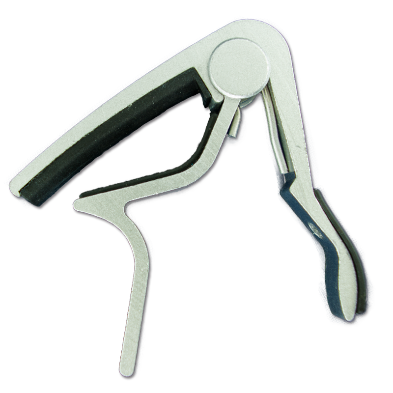 Capotrasto plateado tipo gatillo para guitarra