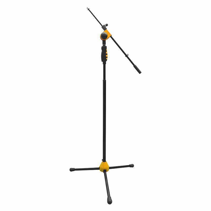 Stand microfono para piso con boom 95-165cm amarillo