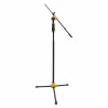 Stand microfono para piso con boom 95-165cm amarillo