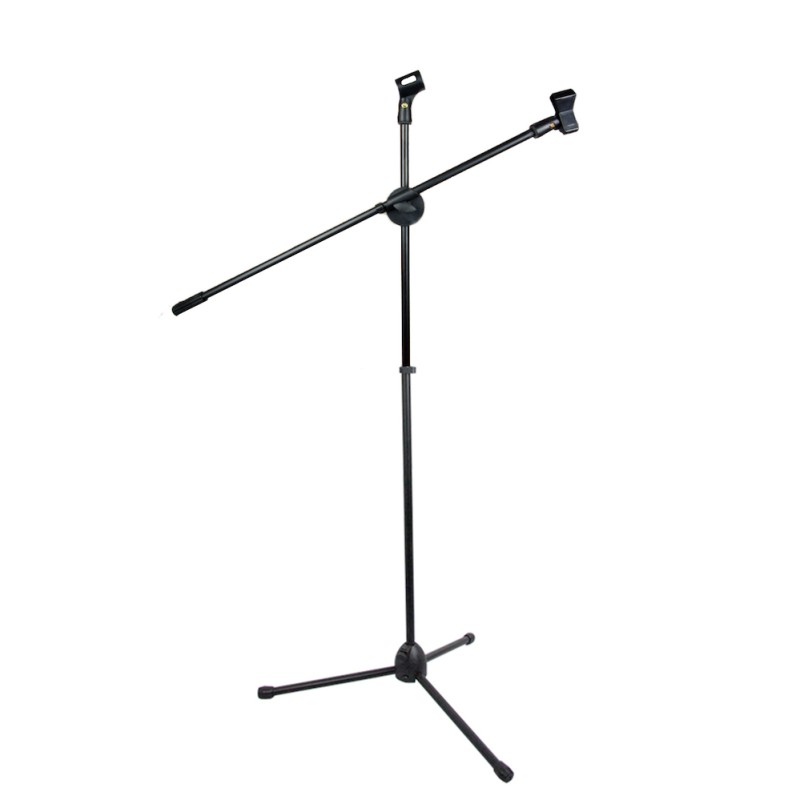 Stand mic. p/piso con boom negro